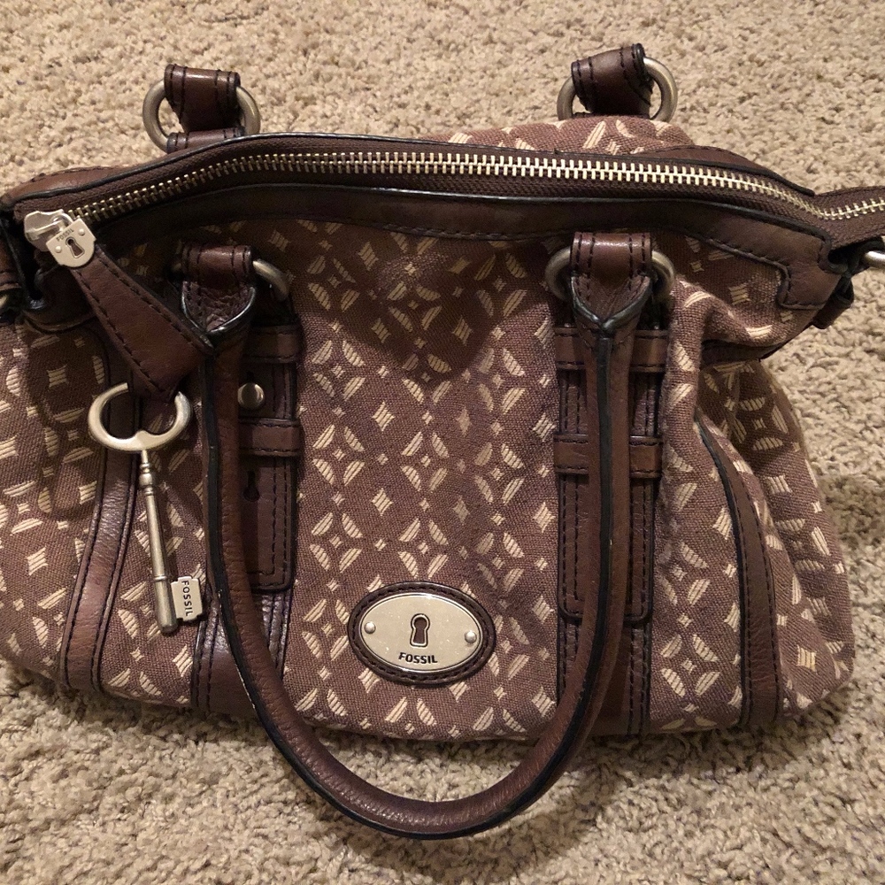 Fossil Fabric and Leather Handbag